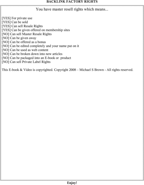 Product picture Back link factory